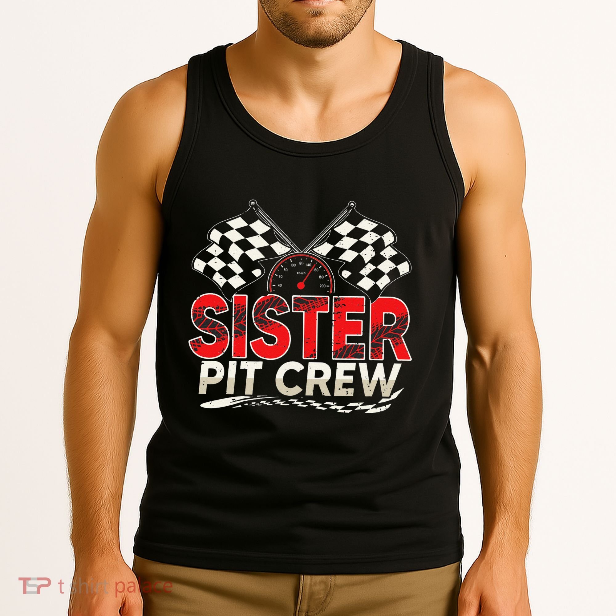 Sister Pit Crew Race Car Lover Racing Family Matching Funny Tank Top