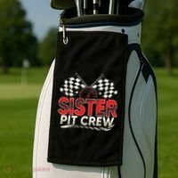 Sister Pit Crew Race Car Lover Racing Family Matching Funny Golf Towel thumb 2
