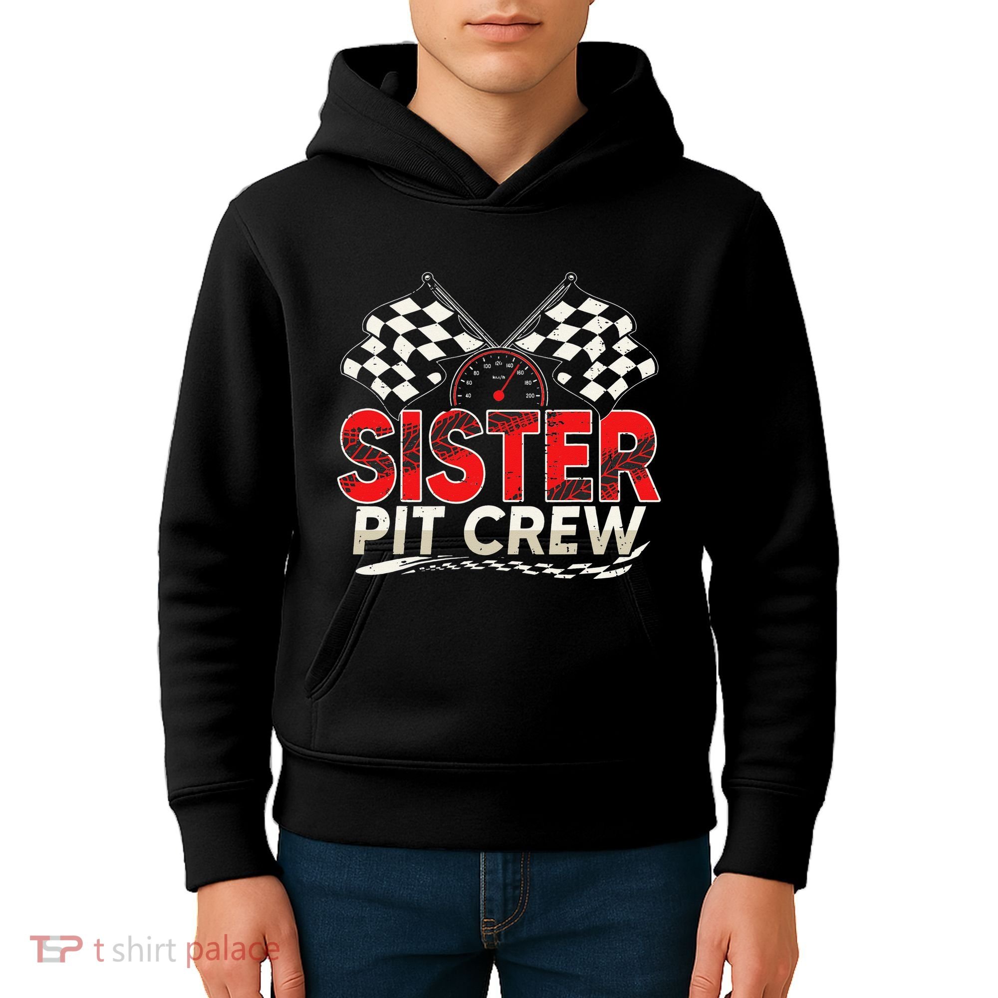 Sister Pit Crew Race Car Lover Racing Family Matching Funny Kids Hoodie