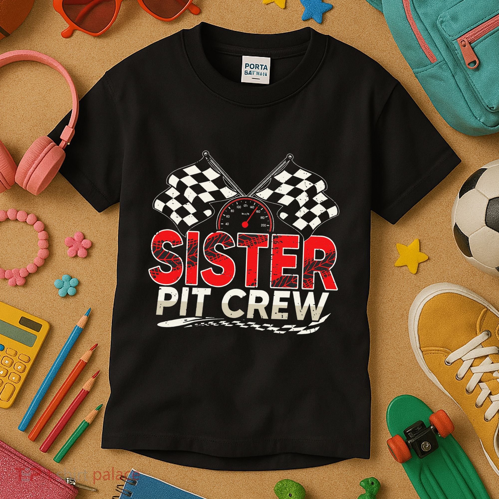 Sister Pit Crew Race Car Lover Racing Family Matching Funny Kids T-Shirt