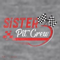 Sister Pit Crew Race Car Birthday Party Racing Family Women's Racerback Cropped Tank thumb 2