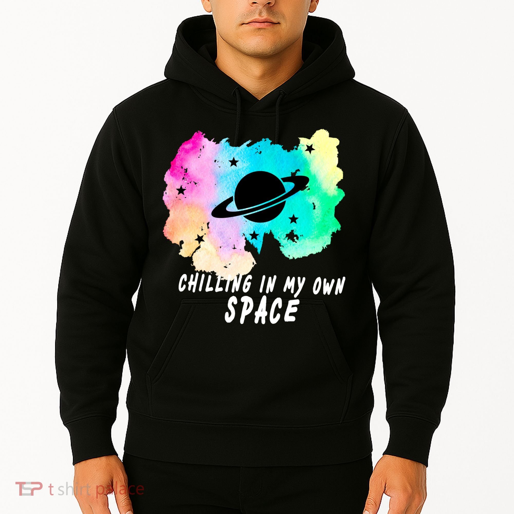 Space Planets Celestial UFO Universe Galaxy Stars Saturn Sky Hoodie