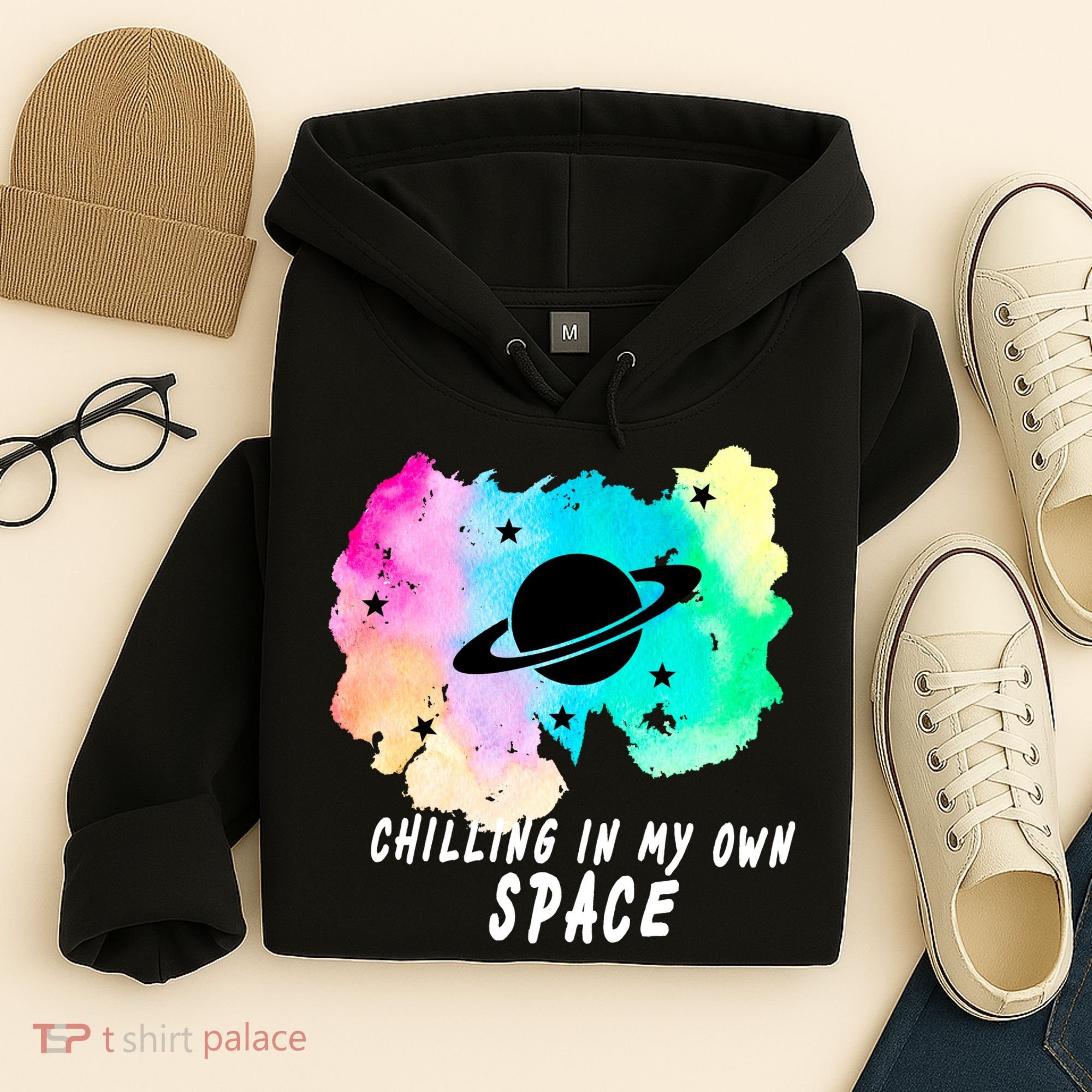 Space Planets Celestial UFO Universe Galaxy Stars Saturn Sky Hoodie