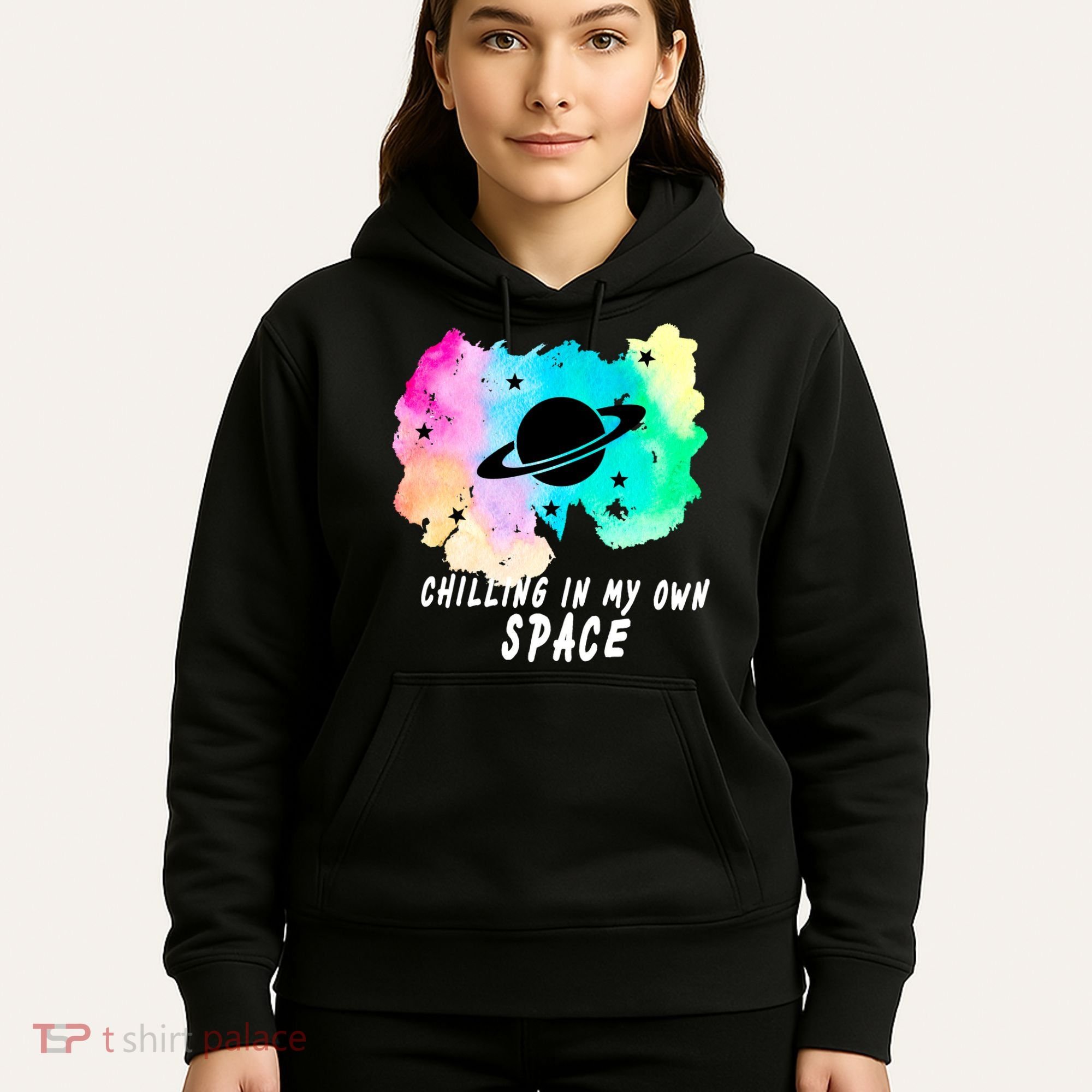 Space Planets Celestial UFO Universe Galaxy Stars Saturn Sky Hoodie