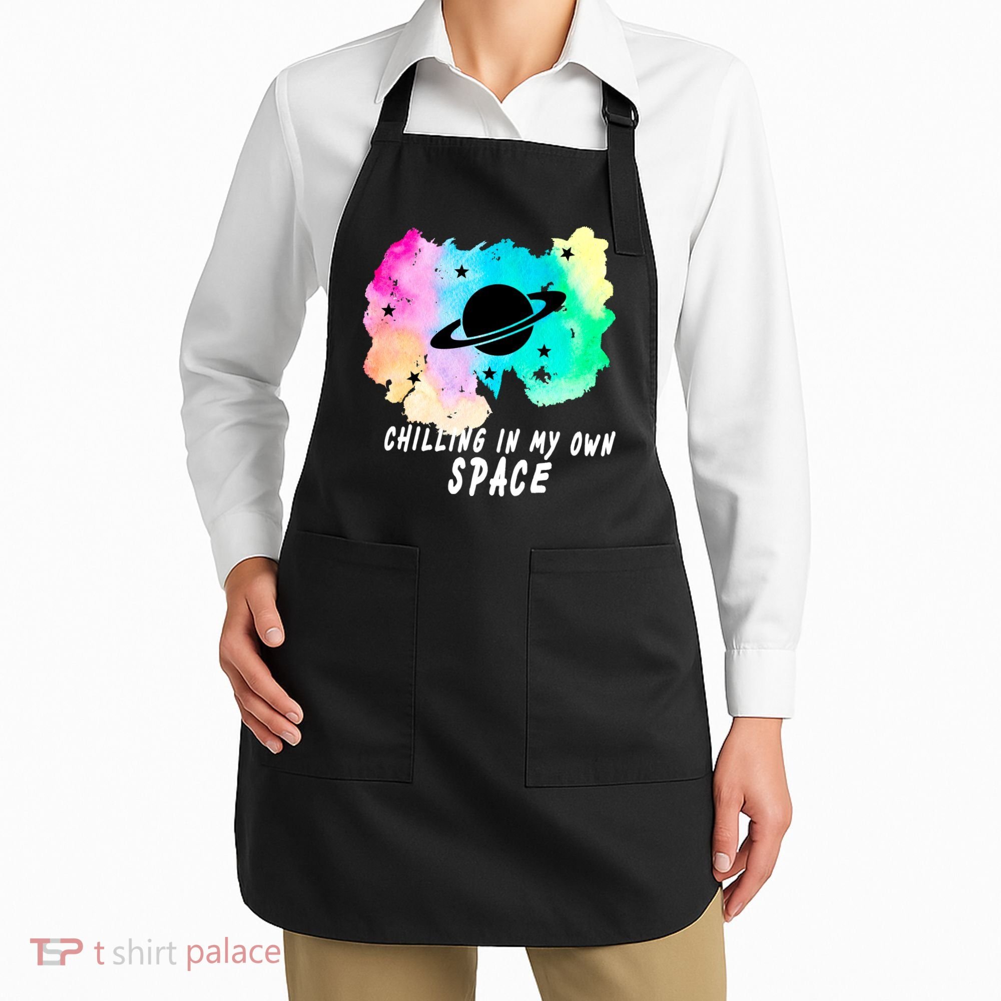 Space Planets Celestial UFO Universe Galaxy Stars Saturn Sky Apron