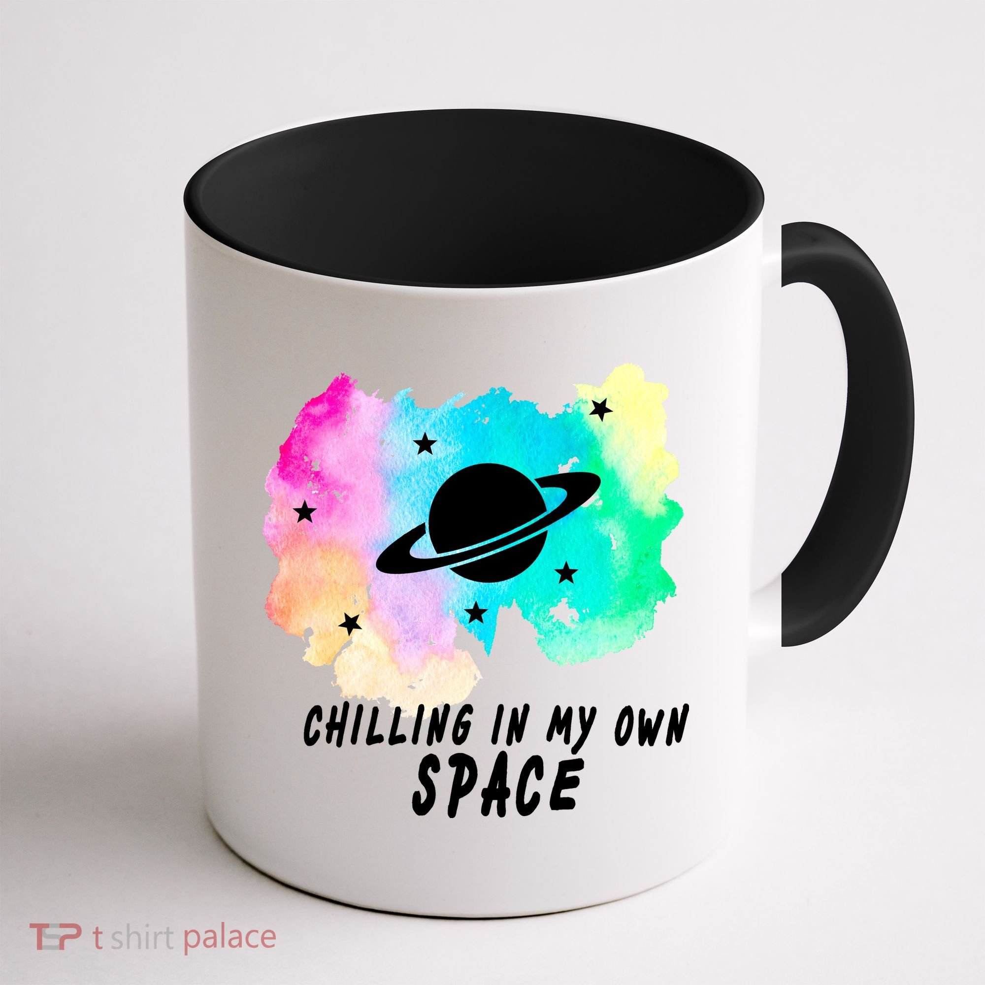 Space Planets Celestial UFO Universe Galaxy Stars Saturn Sky Coffee Mug