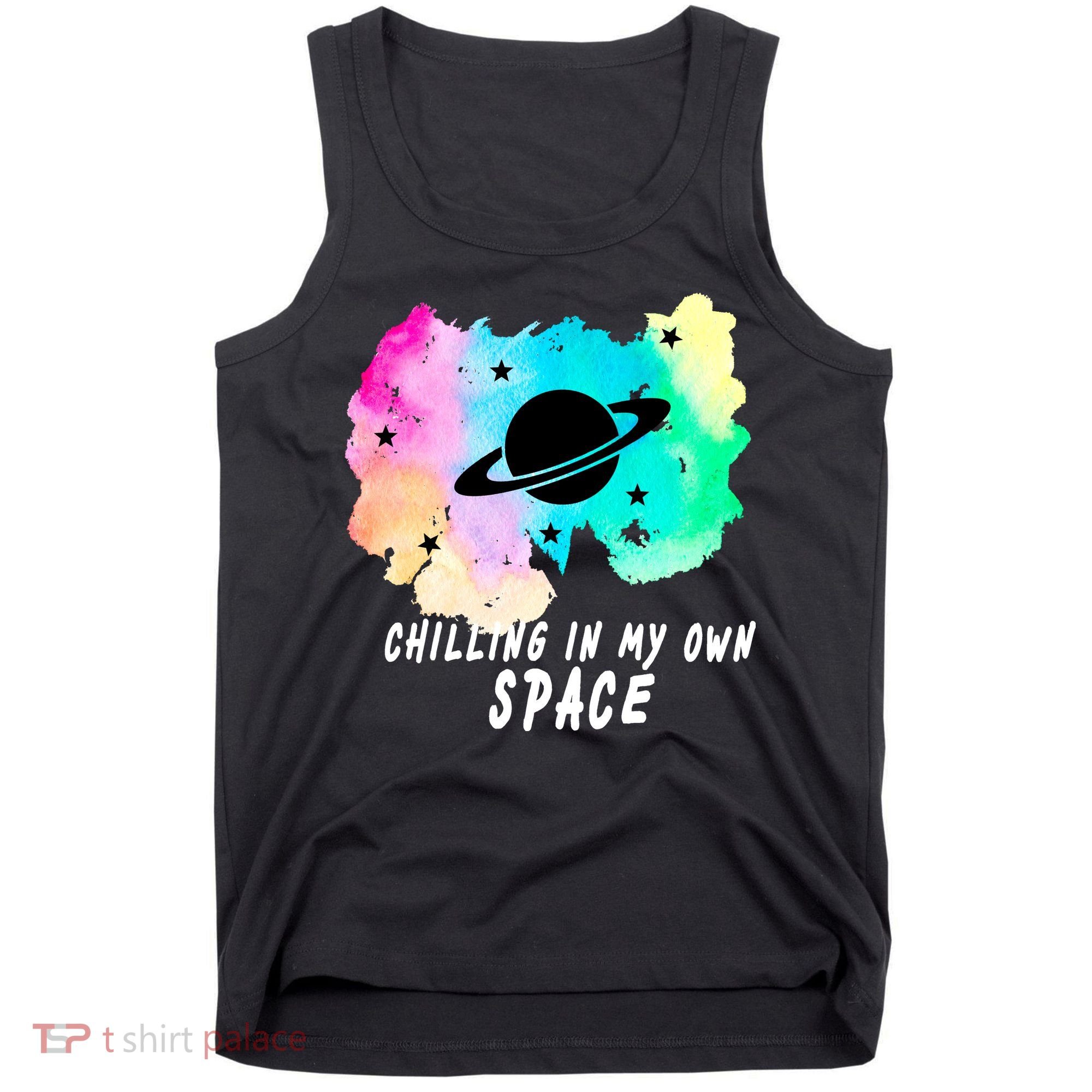Space Planets Celestial UFO Universe Galaxy Stars Saturn Sky Tank Top