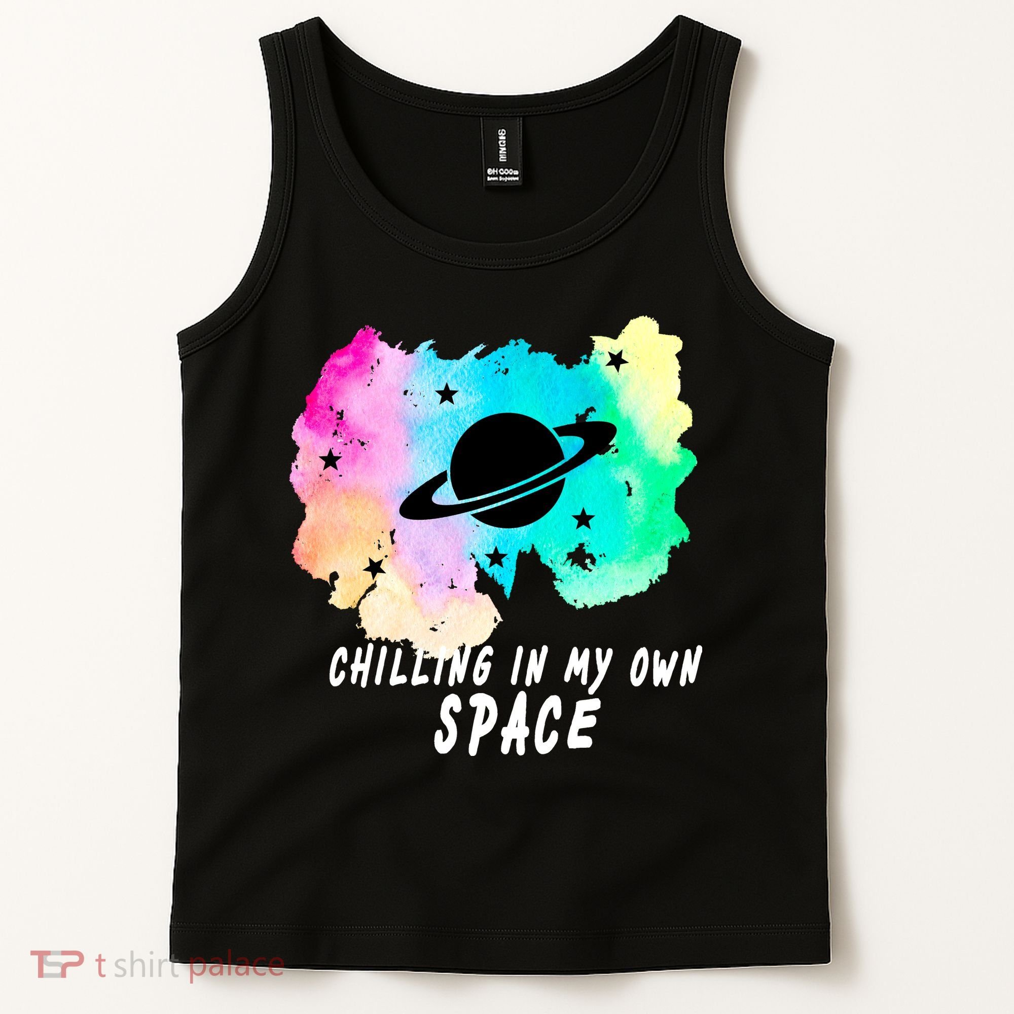 Space Planets Celestial UFO Universe Galaxy Stars Saturn Sky Tank Top