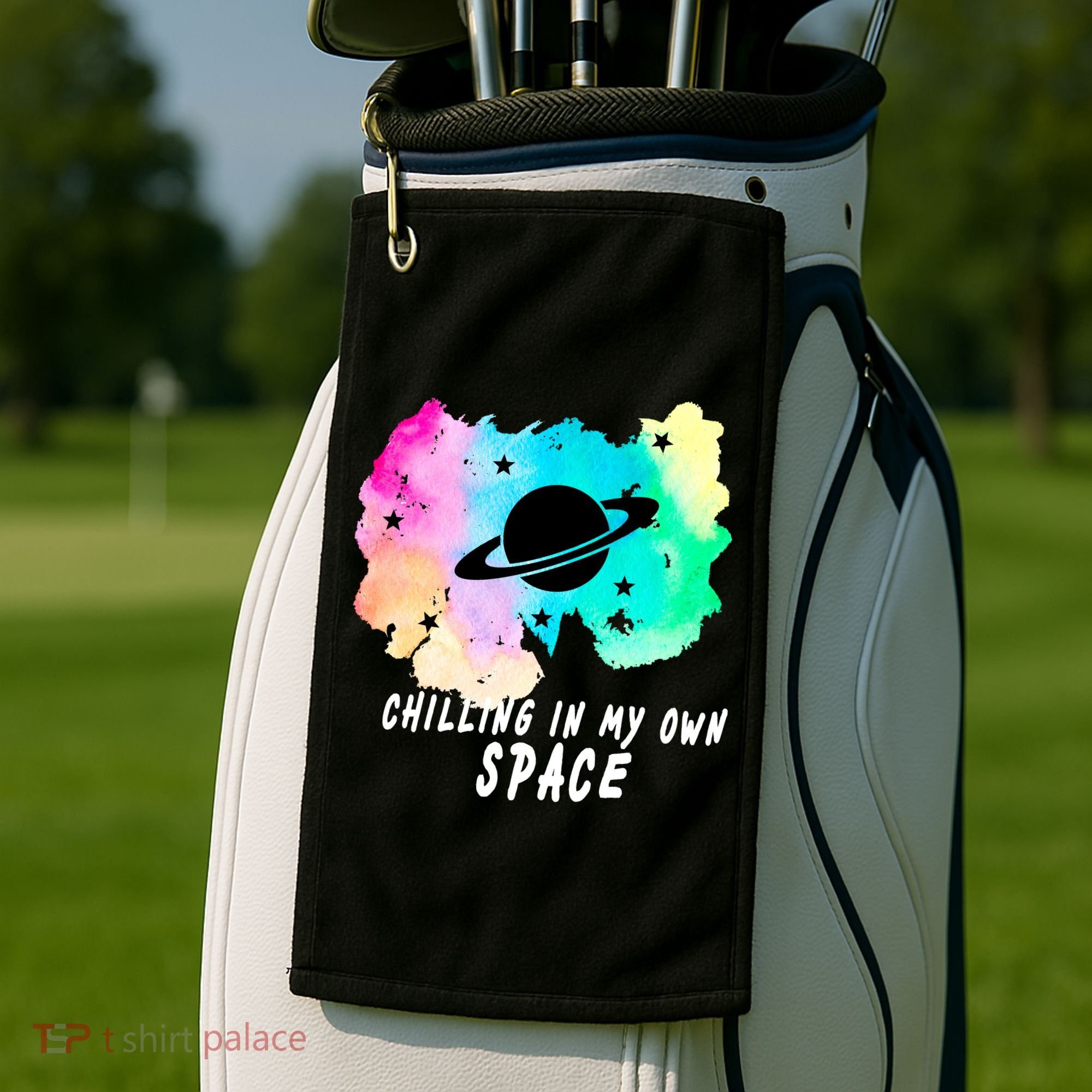 Space Planets Celestial UFO Universe Galaxy Stars Saturn Sky Golf Towel