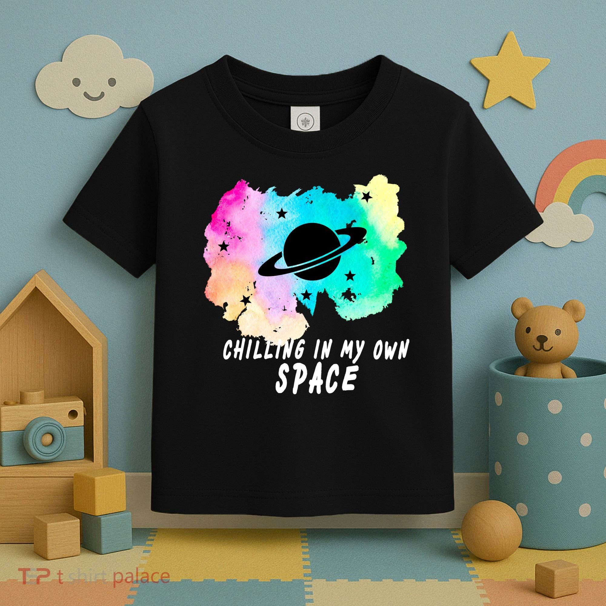 Space Planets Celestial UFO Universe Galaxy Stars Saturn Sky Toddler T-Shirt