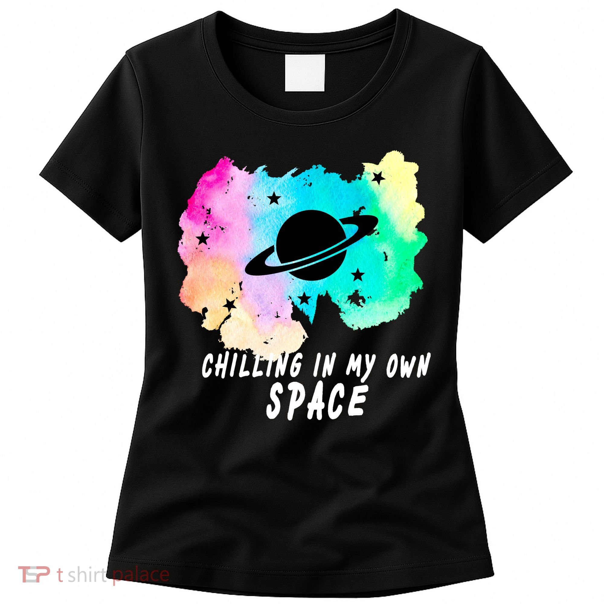 Space Planets Celestial UFO Universe Galaxy Stars Saturn Sky Women's T-Shirt