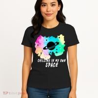 Space Planets Celestial UFO Universe Galaxy Stars Saturn Sky Women's T-Shirt thumb 4