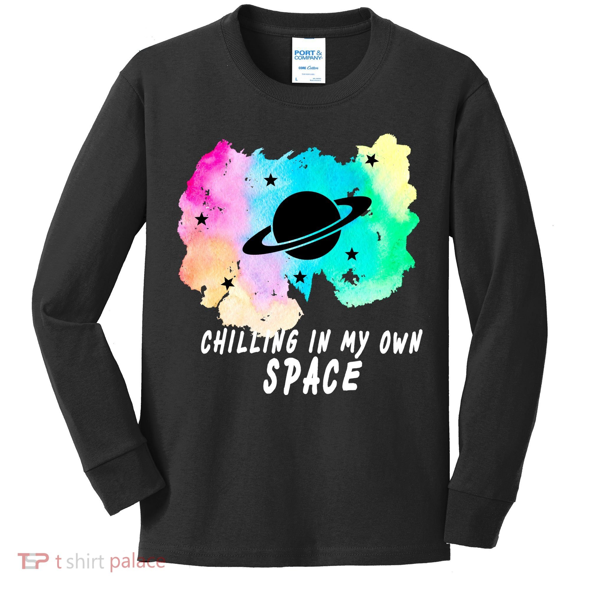Space Planets Celestial UFO Universe Galaxy Stars Saturn Sky Kids Long Sleeve Shirt