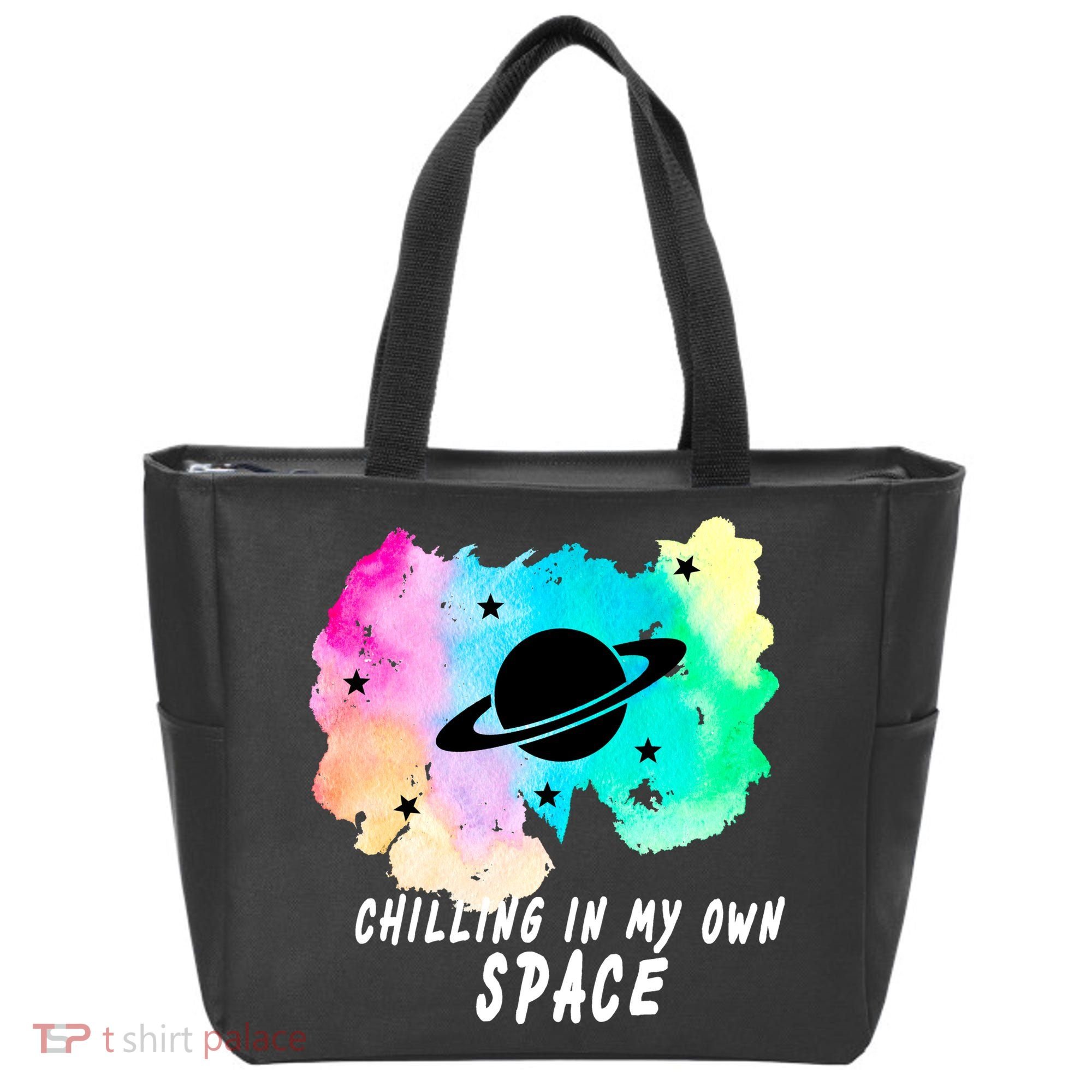 Space Planets Celestial UFO Universe Galaxy Stars Saturn Sky Tote Bag