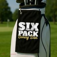 Six Pack Coming Soon Funny Workout Gym Exercise Meaningful Gift Golf Towel thumb 2