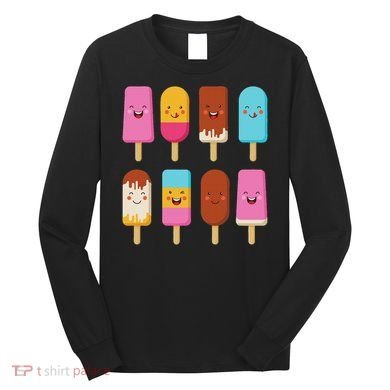 Summer Popsicles Creamsicles Ice Cream Bars With Cute Kawaii Long Sleeve Shirt