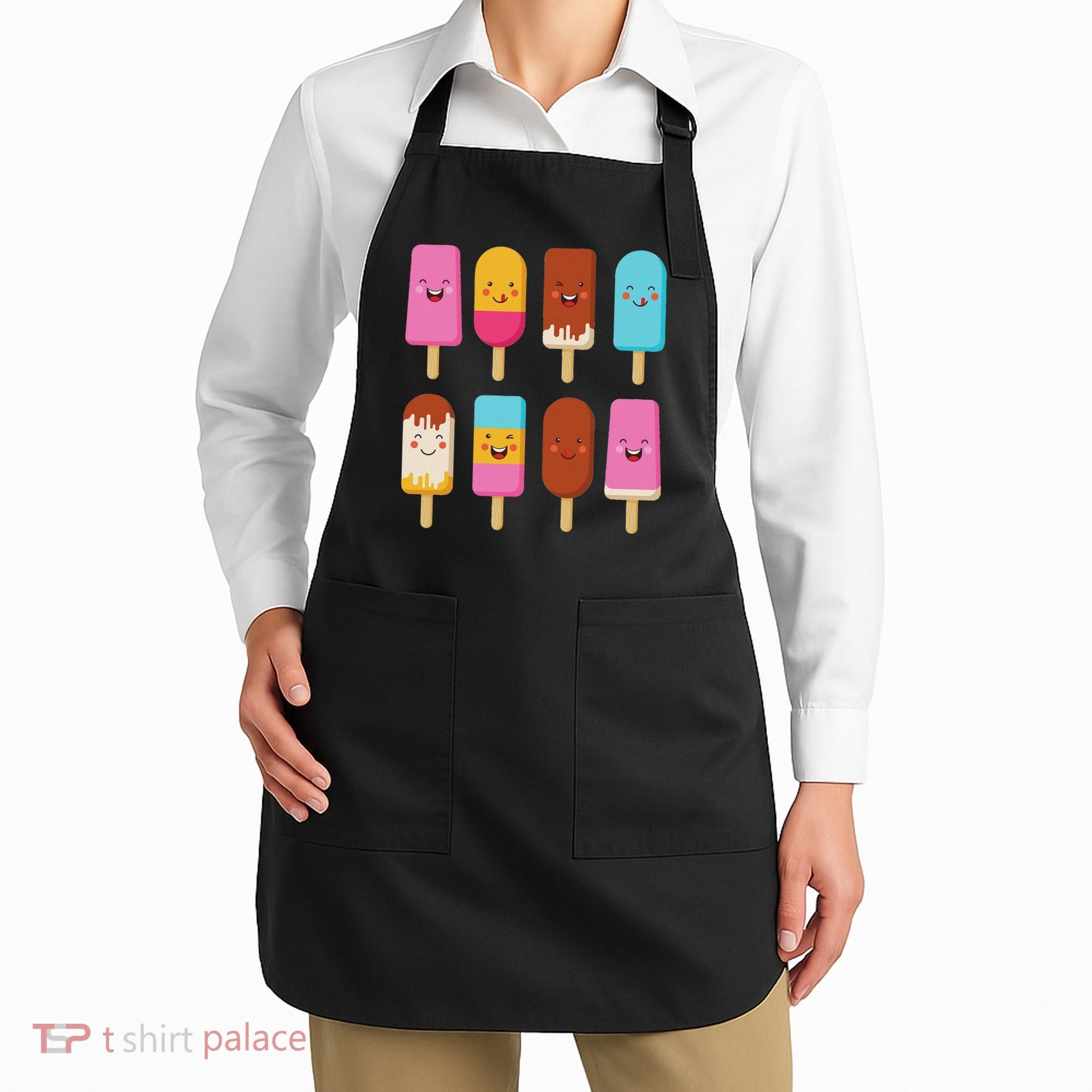 Summer Popsicles Creamsicles Ice Cream Bars With Cute Kawaii Apron
