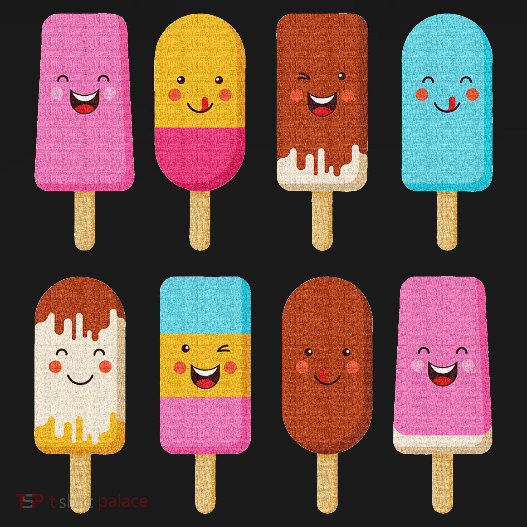 Summer Popsicles Creamsicles Ice Cream Bars With Cute Kawaii Apron