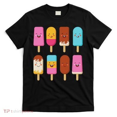 Summer Popsicles Creamsicles Ice Cream Bars With Cute Kawaii T-Shirt