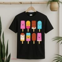 Summer Popsicles Creamsicles Ice Cream Bars With Cute Kawaii T-Shirt thumb 2