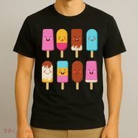 Summer Popsicles Creamsicles Ice Cream Bars With Cute Kawaii T-Shirt thumb 3