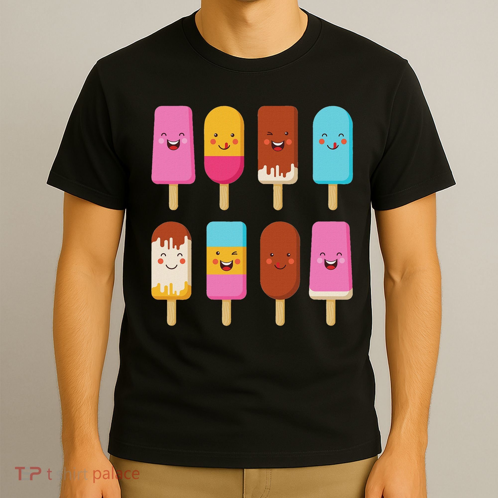 Summer Popsicles Creamsicles Ice Cream Bars With Cute Kawaii T-Shirt