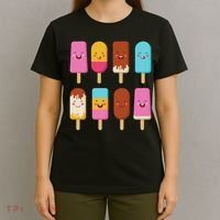 Summer Popsicles Creamsicles Ice Cream Bars With Cute Kawaii T-Shirt thumb 4