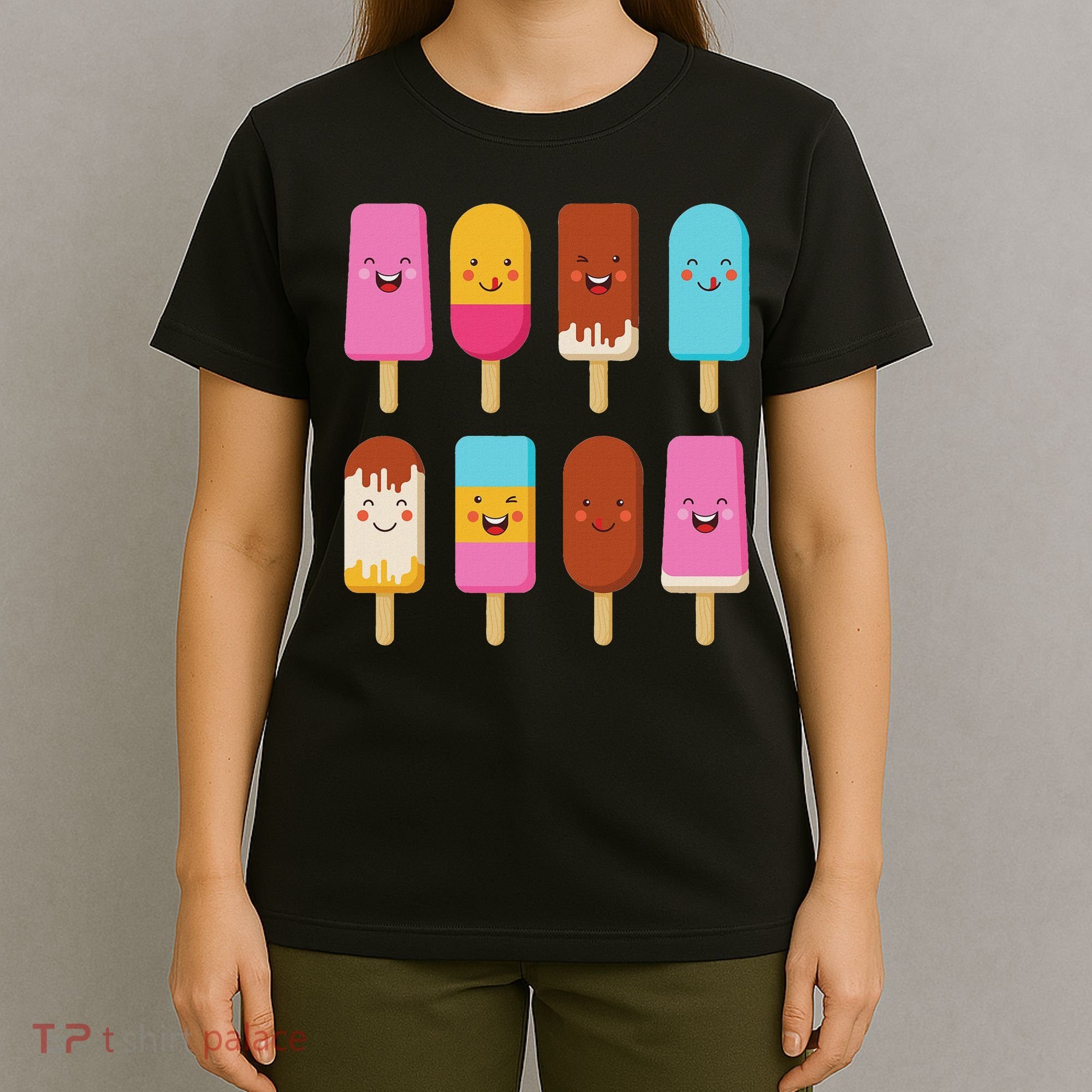 Summer Popsicles Creamsicles Ice Cream Bars With Cute Kawaii T-Shirt