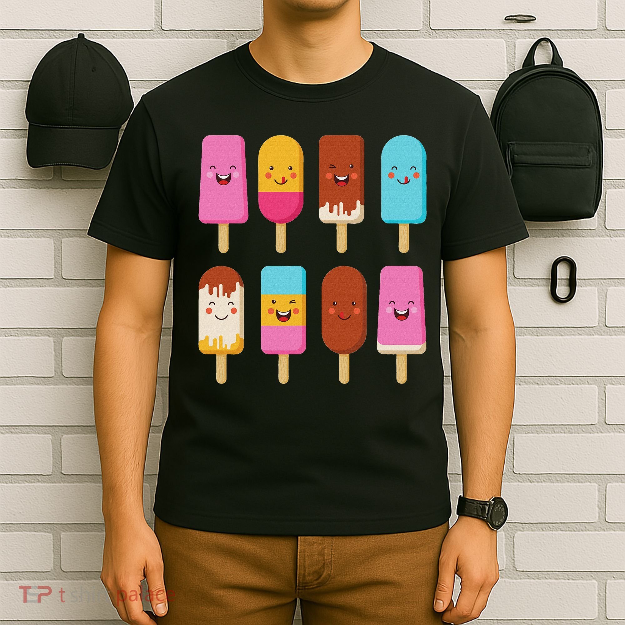 Summer Popsicles Creamsicles Ice Cream Bars With Cute Kawaii T-Shirt