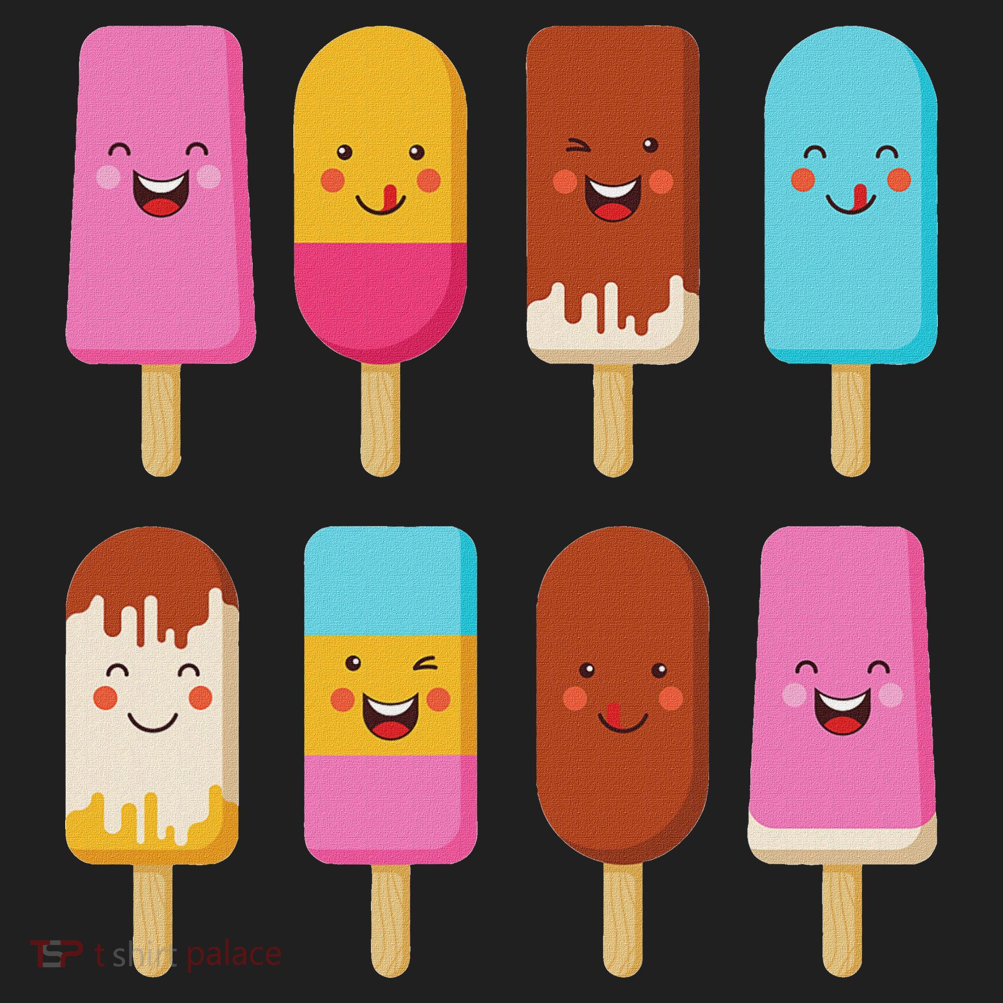 Summer Popsicles Creamsicles Ice Cream Bars With Cute Kawaii Beanie