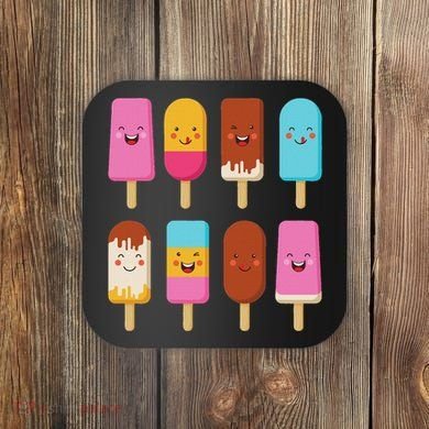 Summer Popsicles Creamsicles Ice Cream Bars With Cute Kawaii Coaster