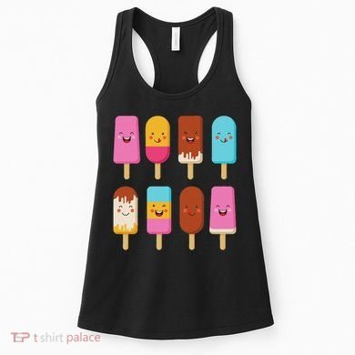 Summer Popsicles Creamsicles Ice Cream Bars With Cute Kawaii Women's Tank Top
