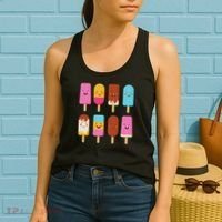 Summer Popsicles Creamsicles Ice Cream Bars With Cute Kawaii Women's Tank Top thumb 2