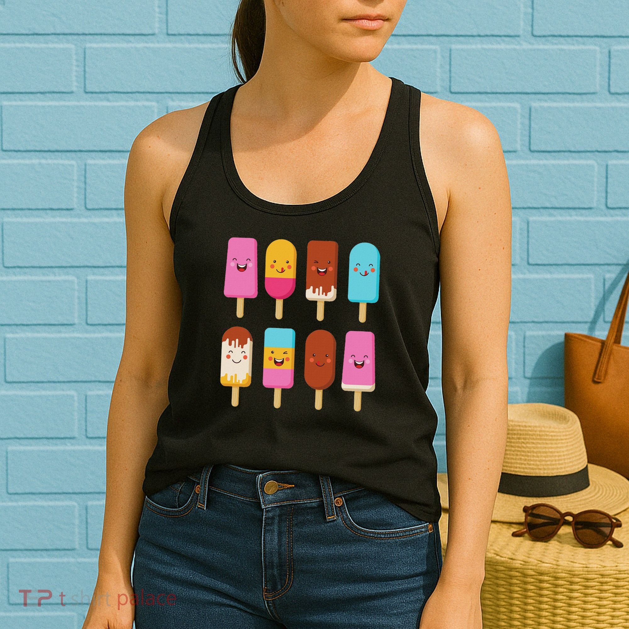 Summer Popsicles Creamsicles Ice Cream Bars With Cute Kawaii Women's Tank Top