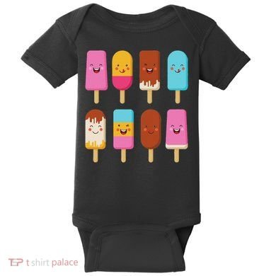 Summer Popsicles Creamsicles Ice Cream Bars With Cute Kawaii Baby Bodysuit