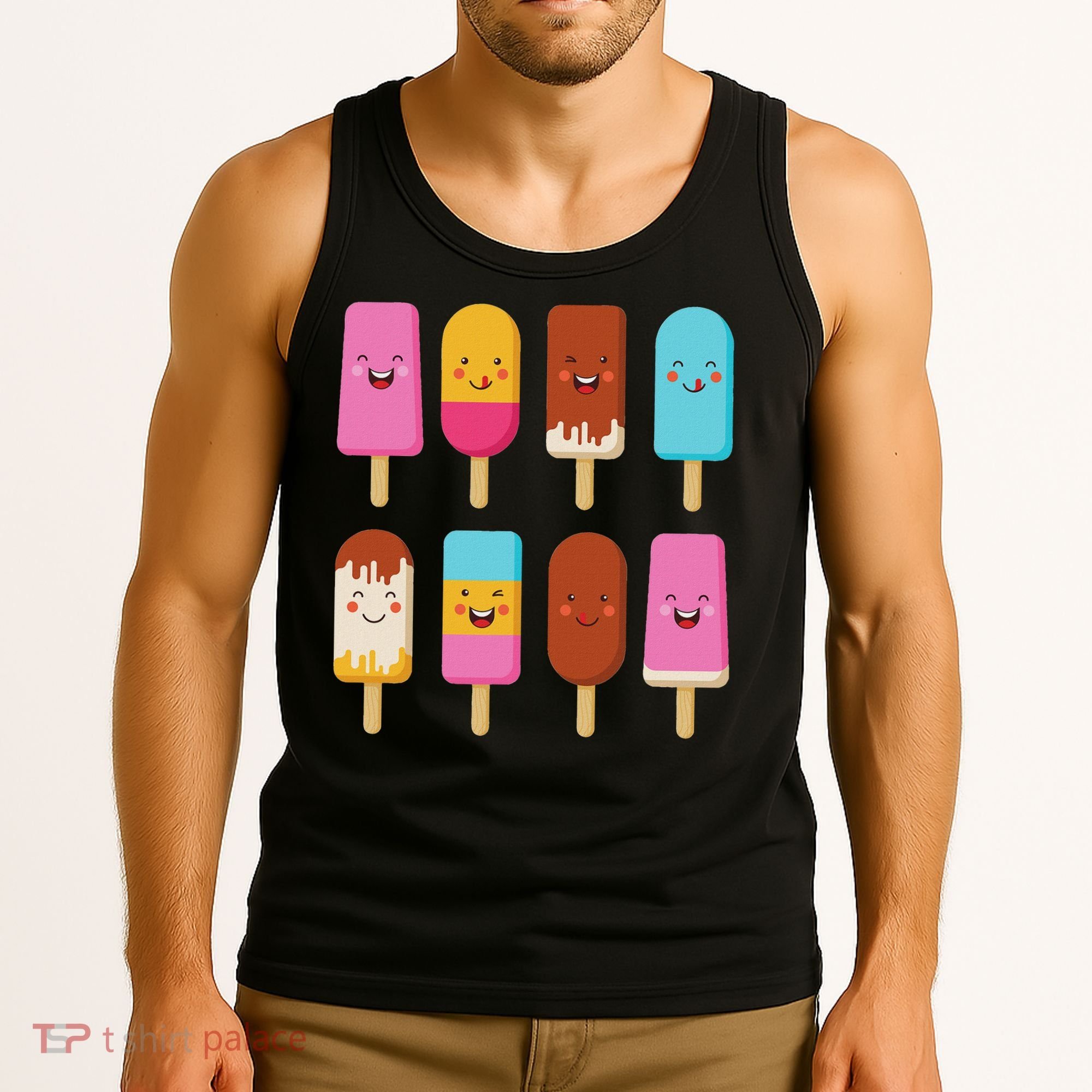 Summer Popsicles Creamsicles Ice Cream Bars With Cute Kawaii Tank Top