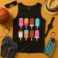 Summer Popsicles Creamsicles Ice Cream Bars With Cute Kawaii Tank Top thumb 4