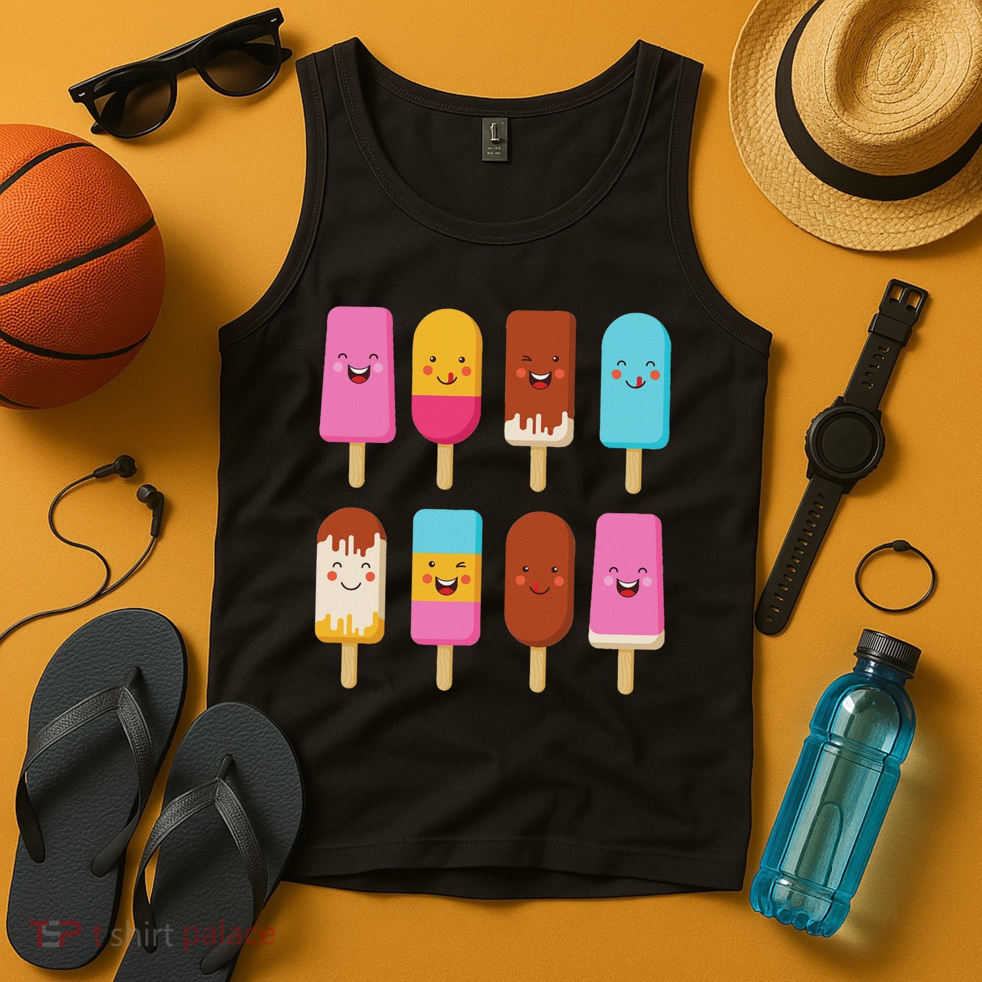 Summer Popsicles Creamsicles Ice Cream Bars With Cute Kawaii Tank Top
