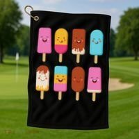 Summer Popsicles Creamsicles Ice Cream Bars With Cute Kawaii Golf Towel thumb 1
