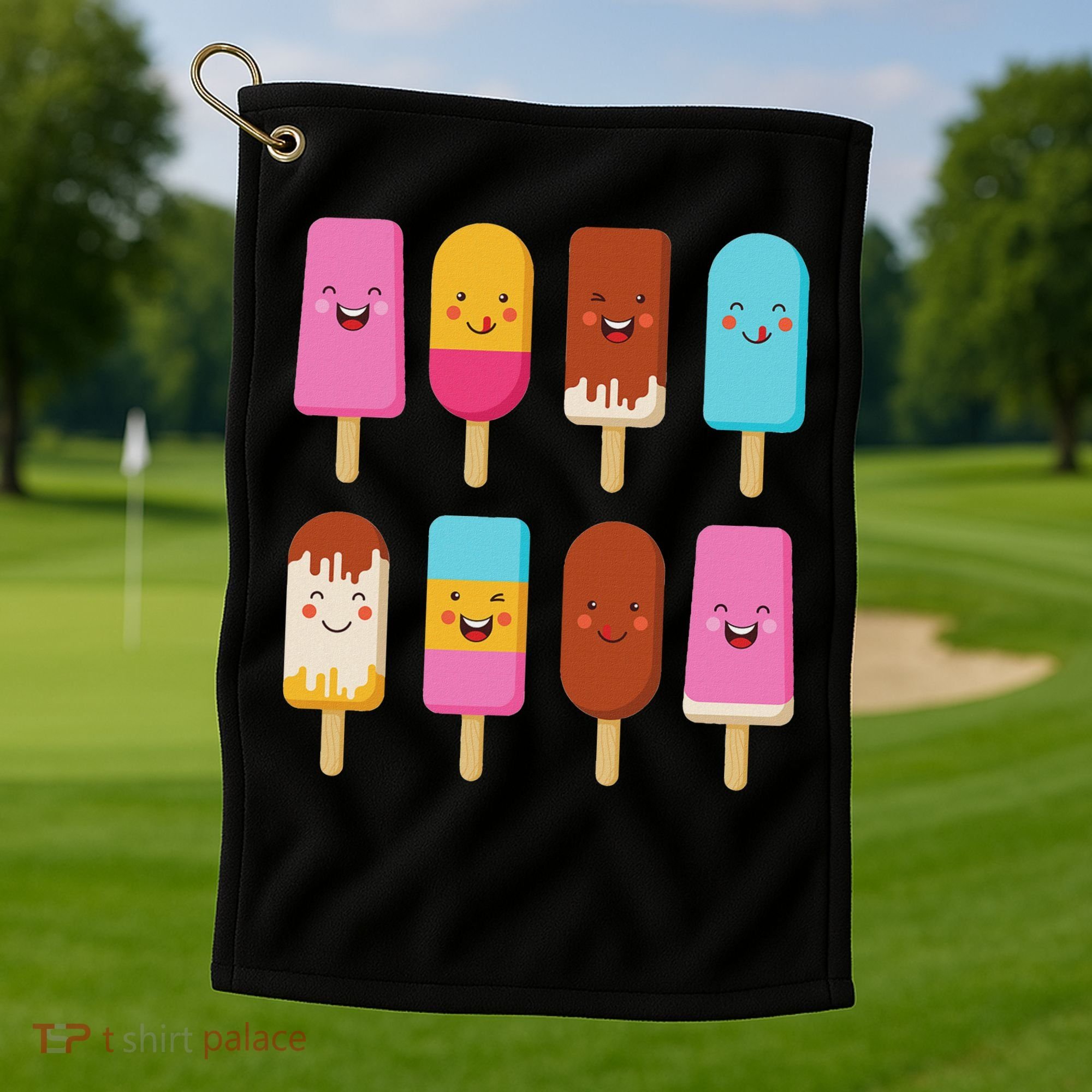Summer Popsicles Creamsicles Ice Cream Bars With Cute Kawaii Golf Towel