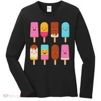 Summer Popsicles Creamsicles Ice Cream Bars With Cute Kawaii Women's Long Sleeve Shirt thumb 0