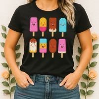 Summer Popsicles Creamsicles Ice Cream Bars With Cute Kawaii Women's T-Shirt thumb 2