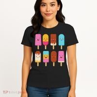 Summer Popsicles Creamsicles Ice Cream Bars With Cute Kawaii Women's T-Shirt thumb 4