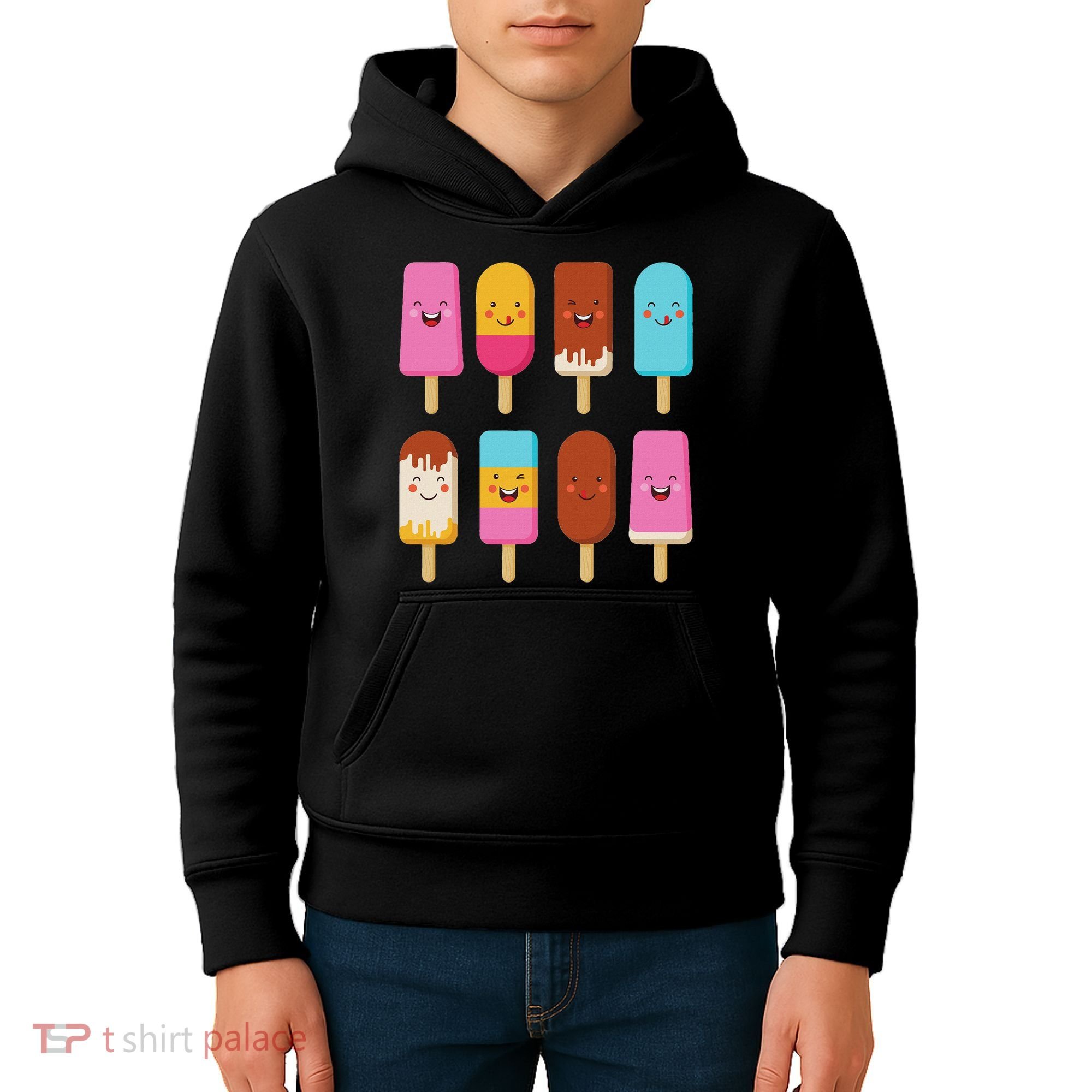 Summer Popsicles Creamsicles Ice Cream Bars With Cute Kawaii Kids Hoodie
