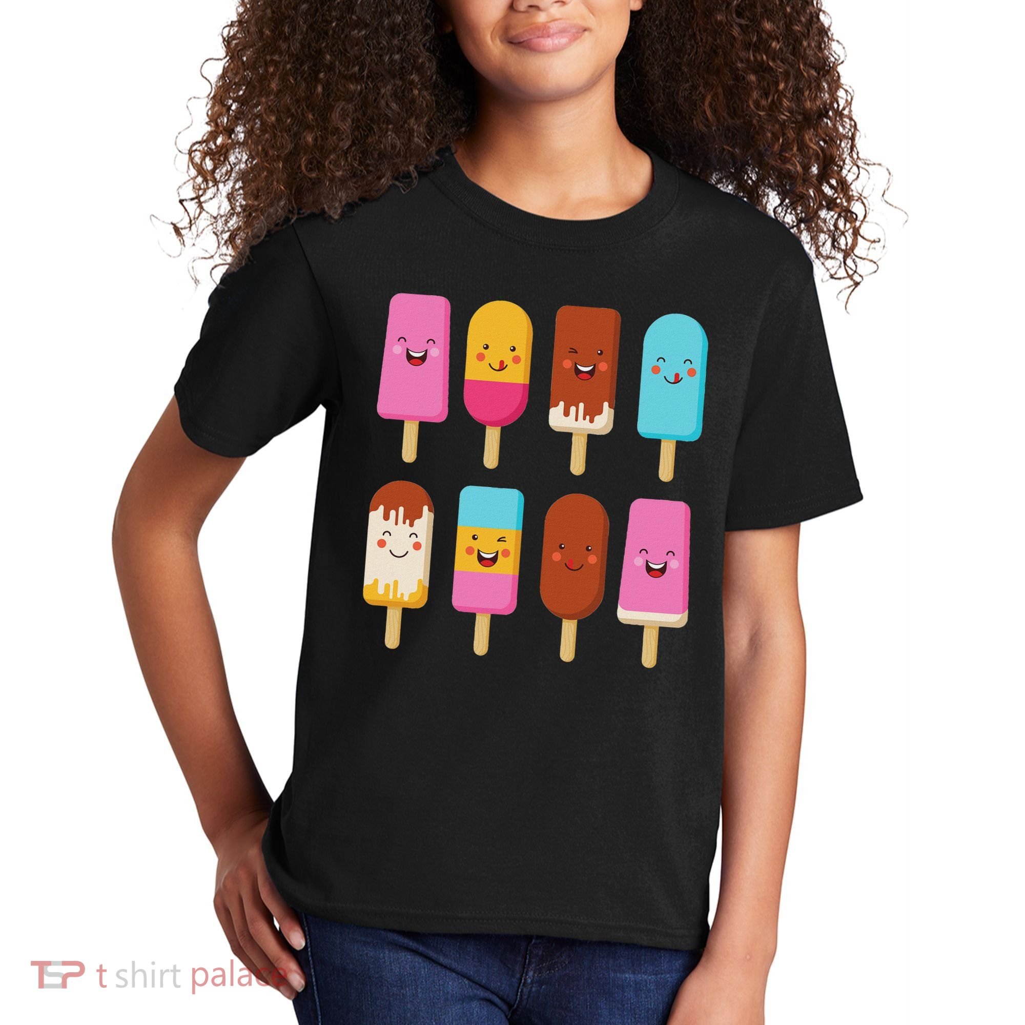 Summer Popsicles Creamsicles Ice Cream Bars With Cute Kawaii Kids T-Shirt