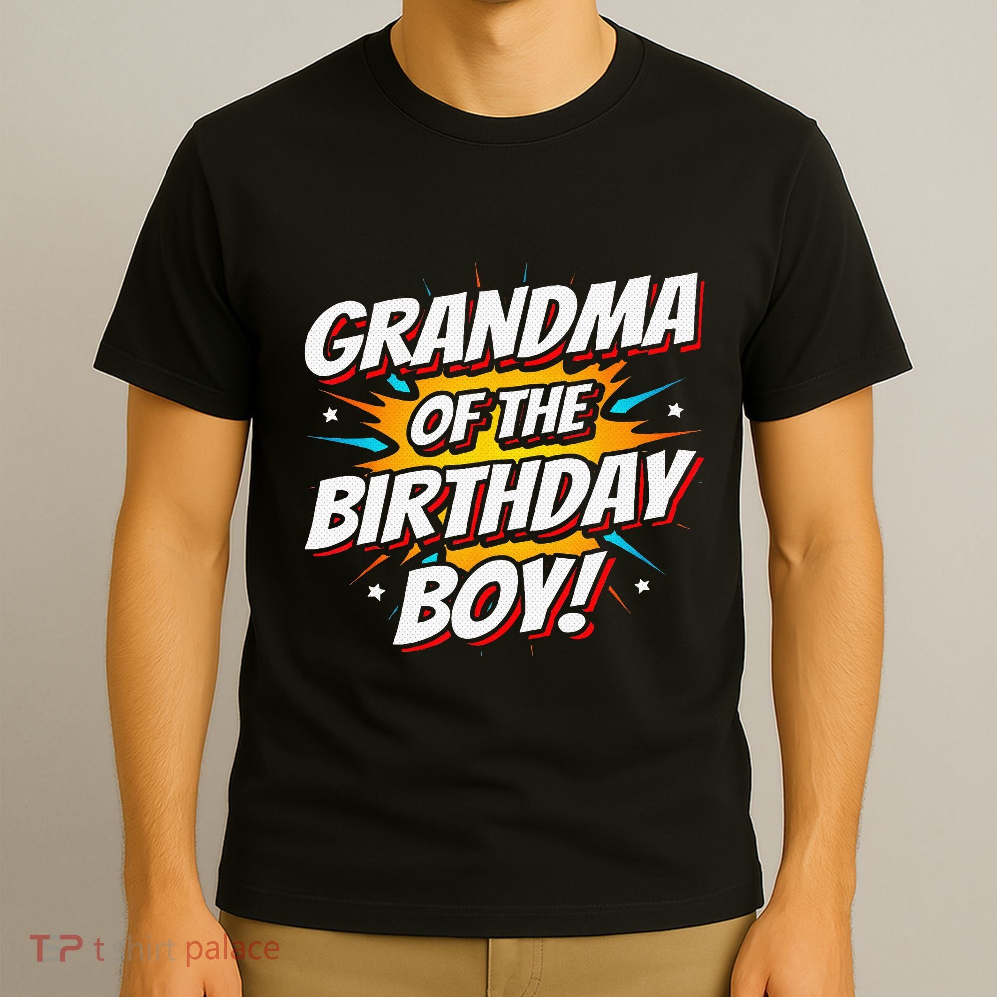 Superhero Party Comics Birthday Grandma Of Birthday Boy T-Shirt