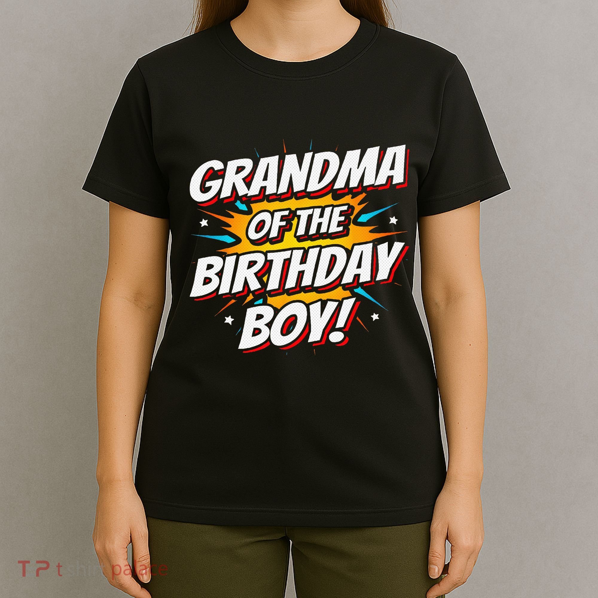 Superhero Party Comics Birthday Grandma Of Birthday Boy T-Shirt