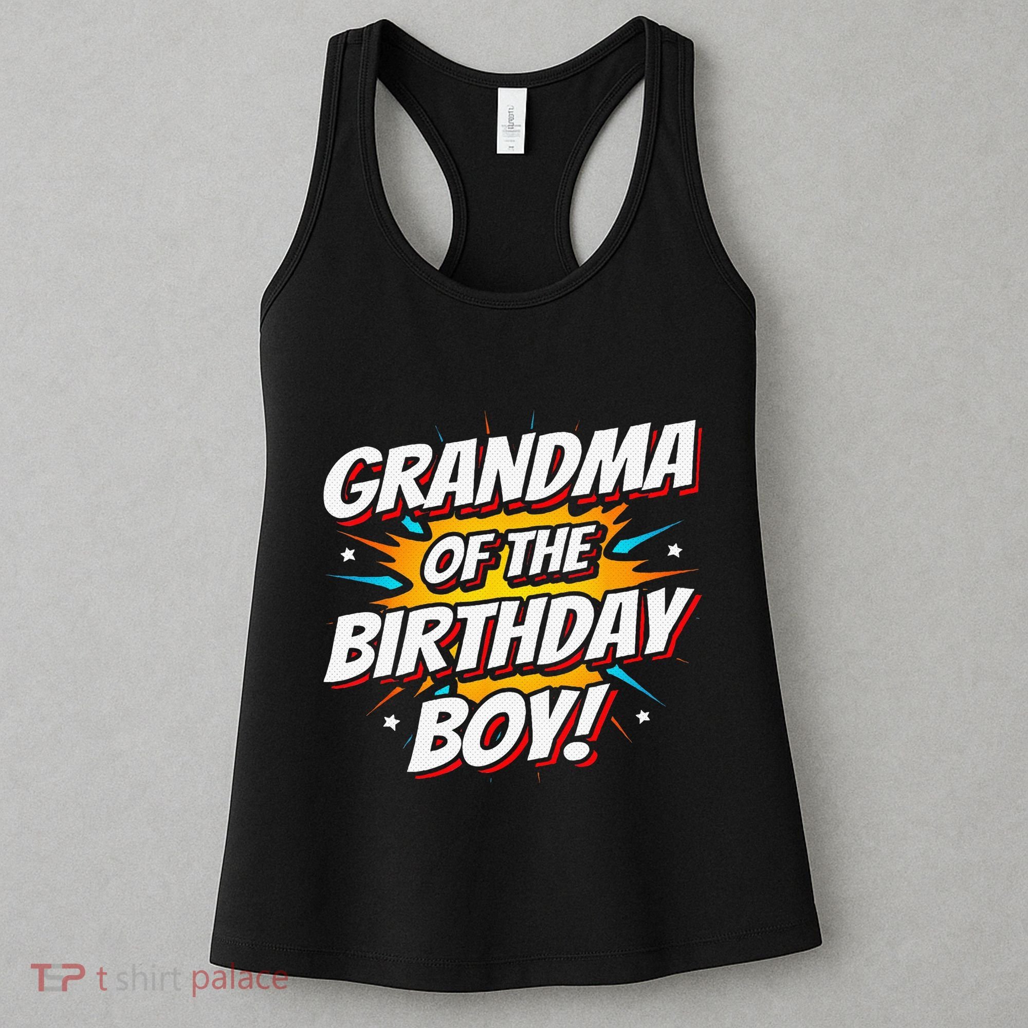 Superhero Party Comics Birthday Grandma Of Birthday Boy Women's Tank Top