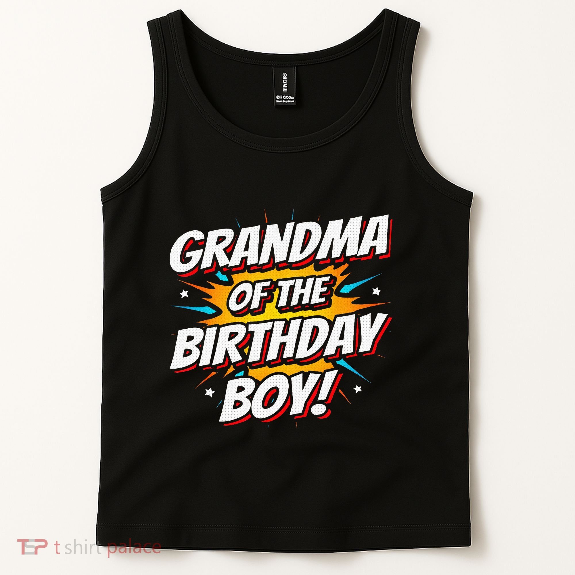Superhero Party Comics Birthday Grandma Of Birthday Boy Tank Top