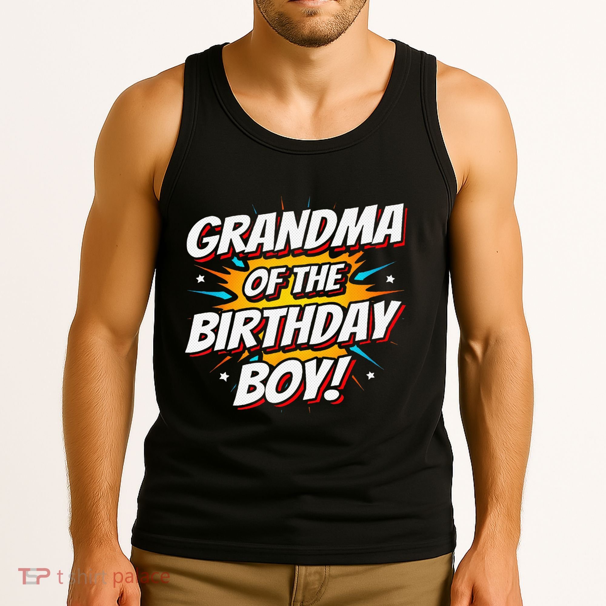 Superhero Party Comics Birthday Grandma Of Birthday Boy Tank Top